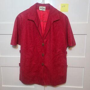 Vintage 1980's MJ Seattle Red Faux Duede Turnkey/ Twist Clasp Cape *CL